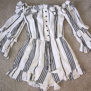 Stylish striped romper!